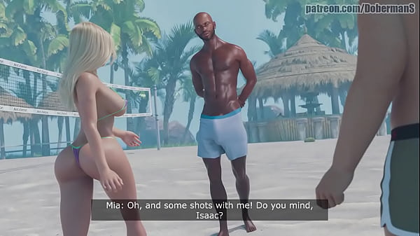 3D animation rubia de grandes tetas follando en la playa